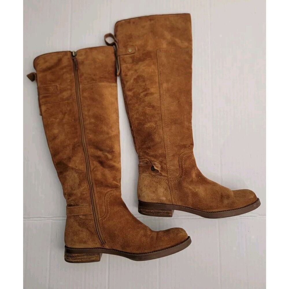 Franco Sarto A-Coley Tall Riding Boots Size 6.5M Tan Suede Leather Side Zip